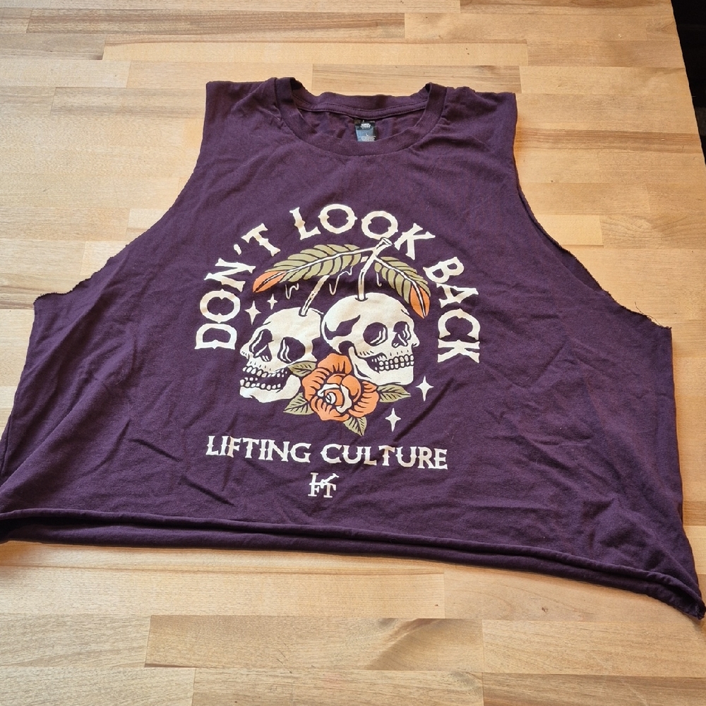 Fleo Purple Muscle Tee with Skull Graphic